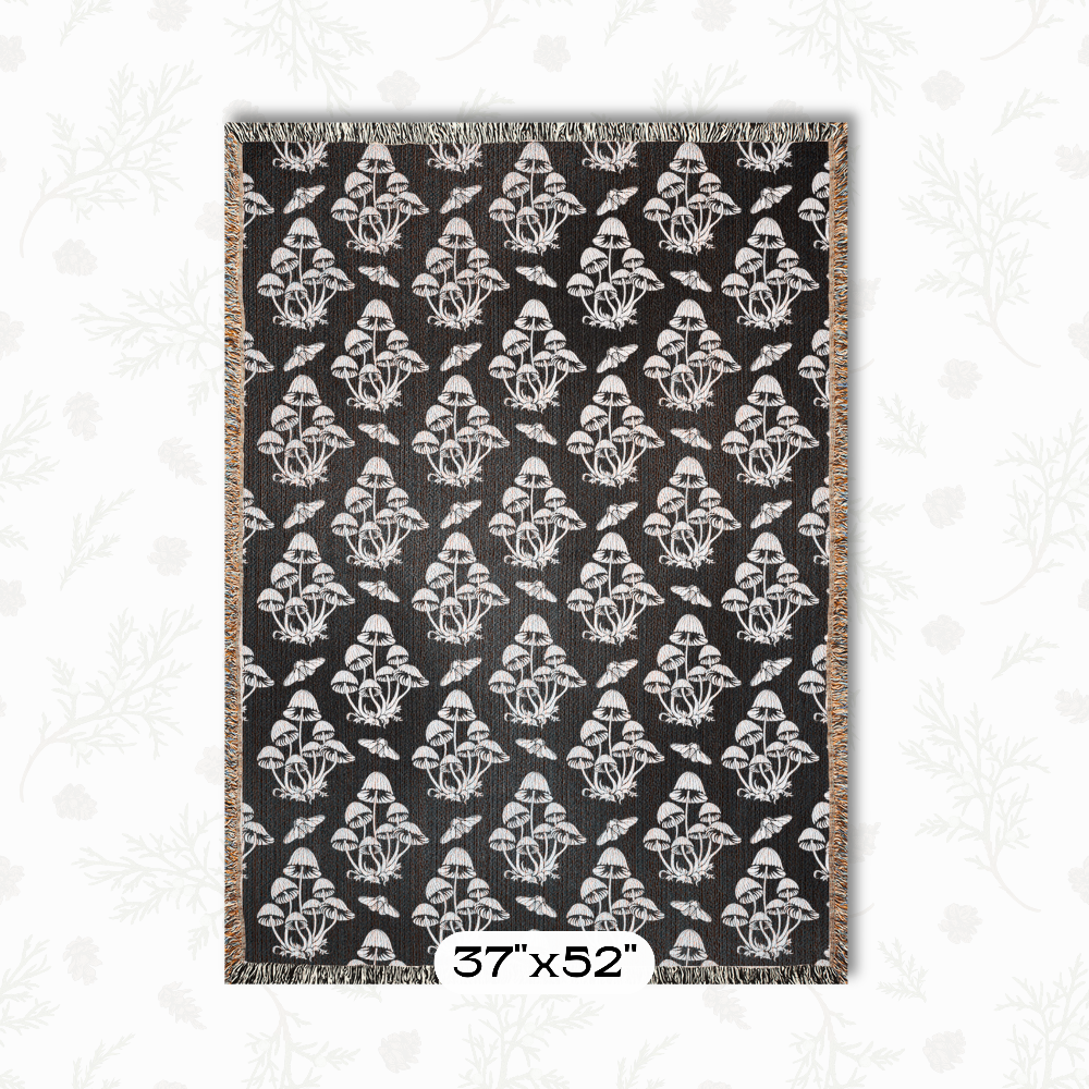 Mushroom Blanket Woven Tapestry Throw Cottagecore Gift For New Home Dark Academia Apartment Decor