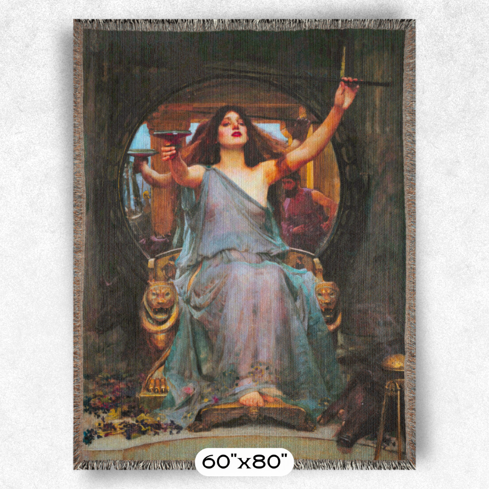 Circe Enchantress Witchy Woven Blanket Mythological Art Tapestry William Waterhouse's Greek Goddess