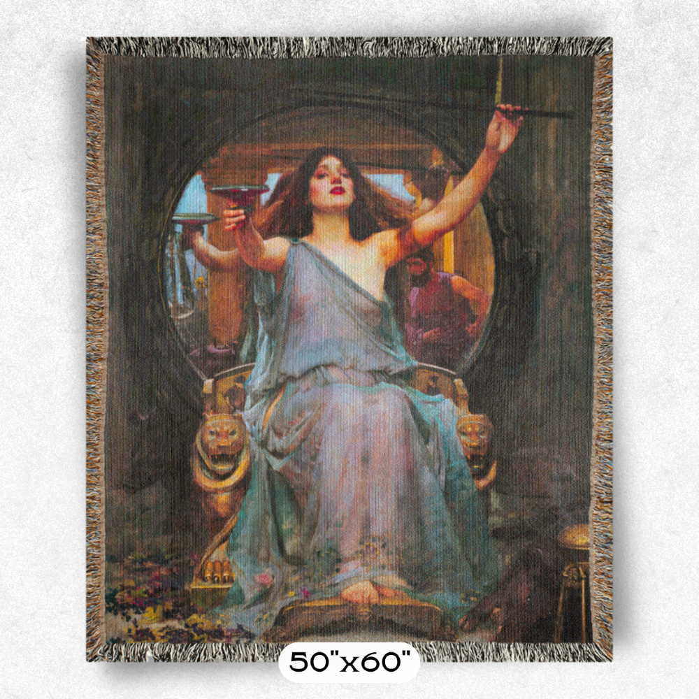 Circe Enchantress Witchy Woven Blanket Mythological Art Tapestry William Waterhouse's Greek Goddess
