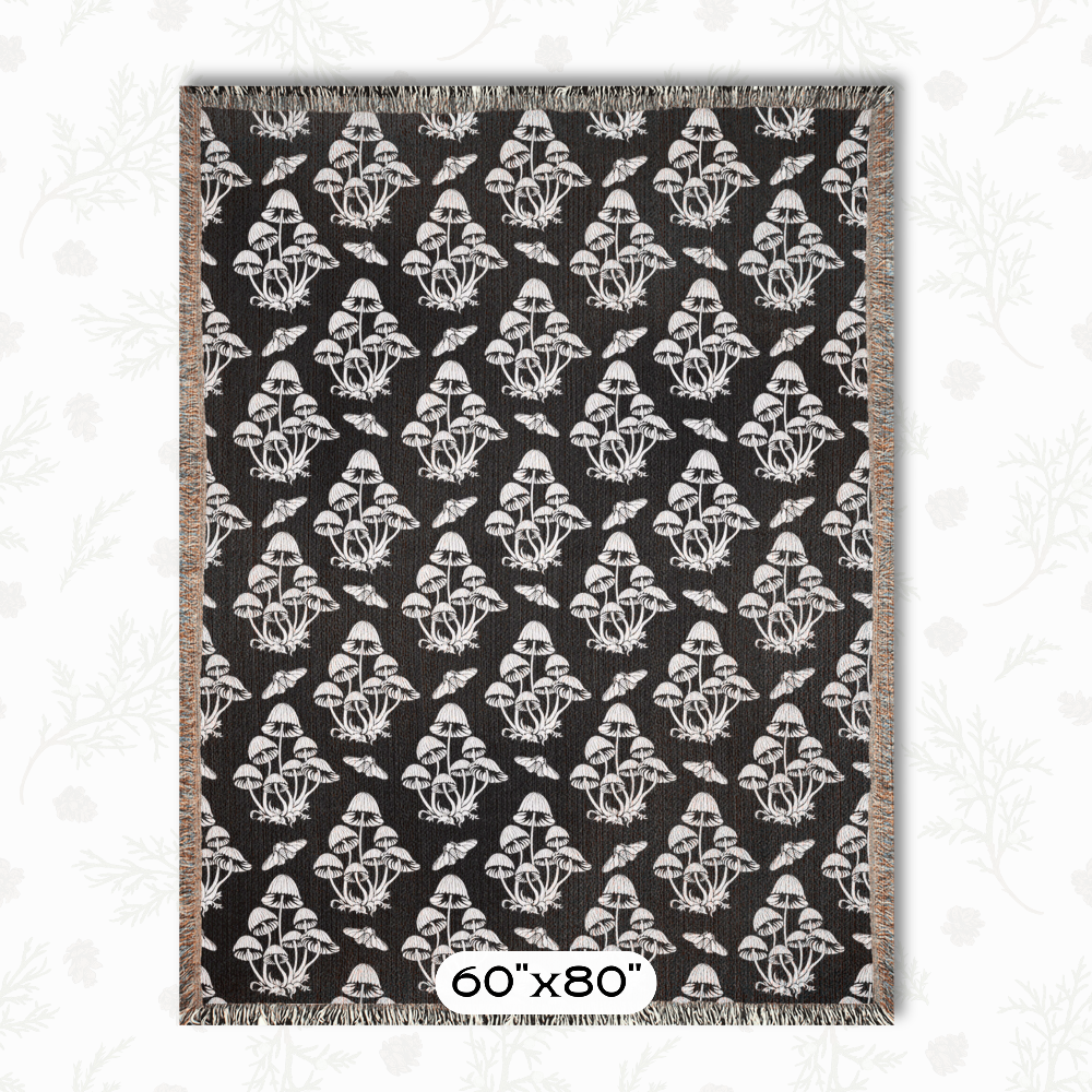 Mushroom Blanket Woven Tapestry Throw Cottagecore Gift For New Home Dark Academia Apartment Decor