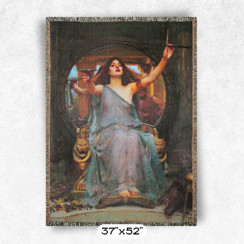 Circe Enchantress Witchy Woven Blanket Mythological Art Tapestry William Waterhouse's Greek Goddess