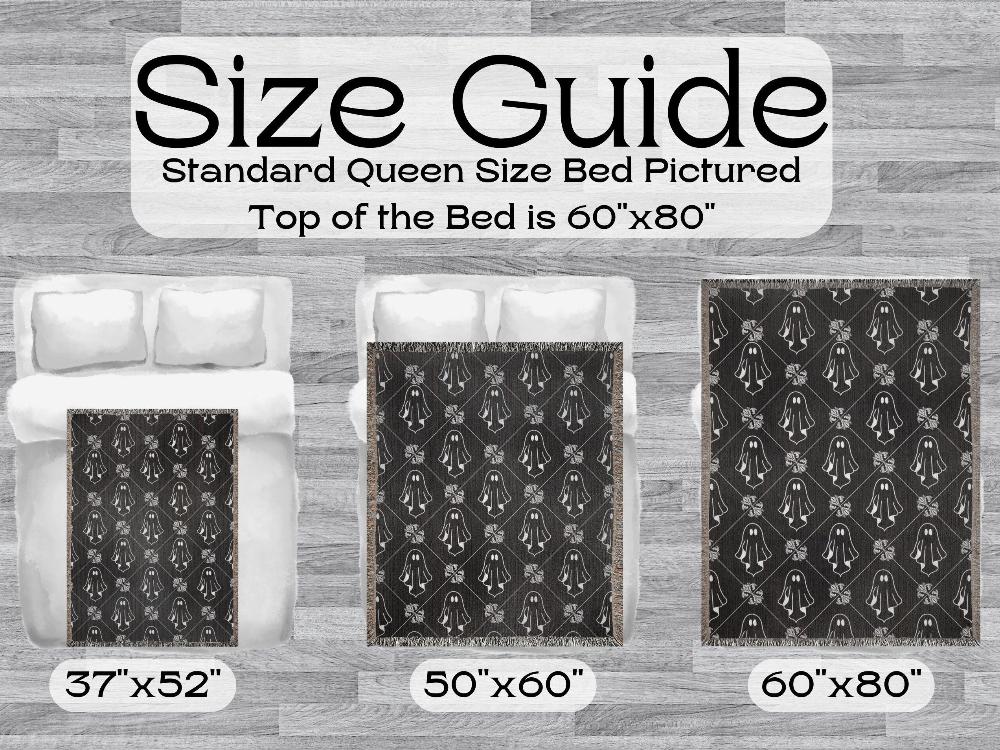 Cute Ghost Woven Blanket Halloween Gothic Couch Throw Goth Room Decor