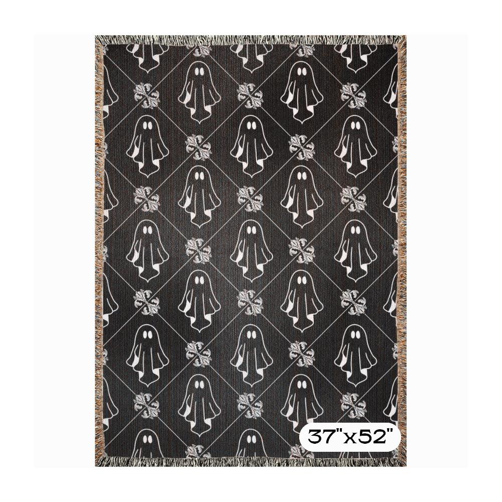 Cute Ghost Woven Blanket Halloween Gothic Couch Throw Goth Room Decor