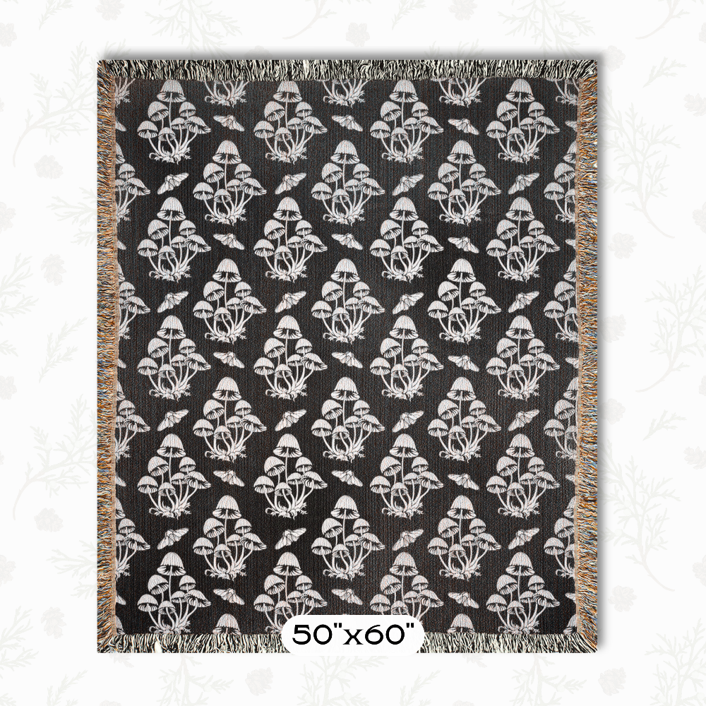 Mushroom Blanket Woven Tapestry Throw Cottagecore Gift For New Home Dark Academia Apartment Decor